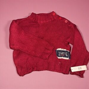Vintage Dkny Brick Red Cowl Neck Sweater with Ribbed Knit
